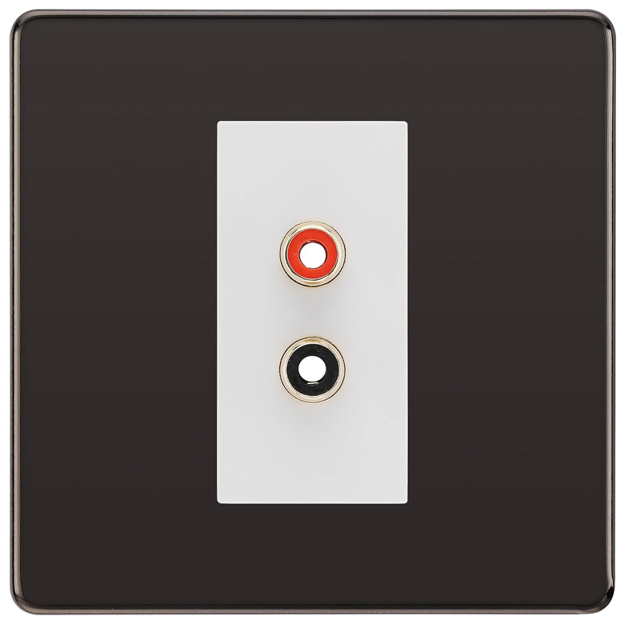 BG Screwless Black Nickel Euro Module RCA X 2 Outlet FBNRCA2W