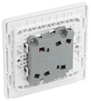  PCDCL42W Back - This Evolve pearlescent white 20A 16AX double light switch from British General can operate 2 different lights, whilst the 2 way switching allows a second switch to be added to the circuit to operate the same light from another location (e.g. at the top and bottom of the stairs).