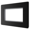 BG Screwless Matt Black Double 4 Gang Brush Cable Entry Wall Plate