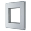 BG Screwless Polished Chrome Single 2 Gang Brush Cable Wall Plate TV Black