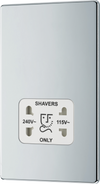 FPC20W Front - This dual voltage shaver socket from British General is suitable for use with 240V and 115V shavers and electric toothbrushes.