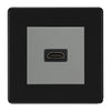 BG Nexus Flatplate Screwless Matt Black 1 Gang HDMI Socket Grey Insert
