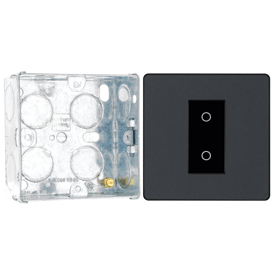 BG Evolve Matt Grey Single Master Touch Dimmer Switch PCDMGTDM1B with 35mm Steel Back Box