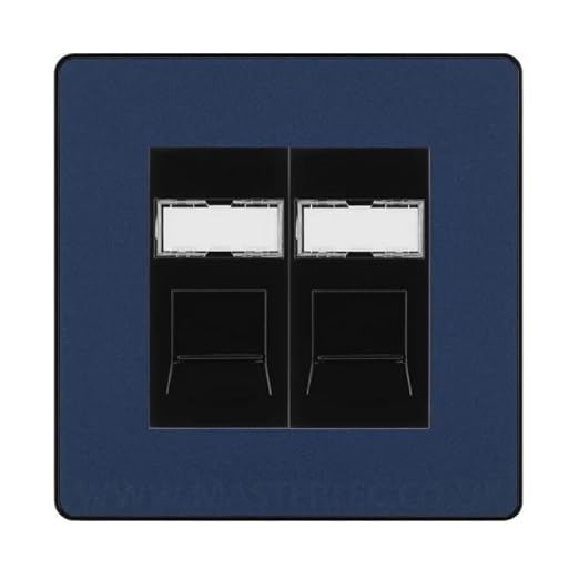 BG Evolve Matt Blue 2 Gang RJ45 Data Socket PCDDBRJ452B Black Inserts