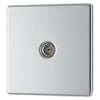 BG Screwless Polished Chrome 1 Gang Coaxial TV Socket FPC60 with 35mm Steel Back Box