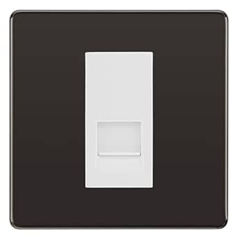 BG Screwless Black Nickel Single RJ11 Telephone Socket FBNRJ111 - White Insert