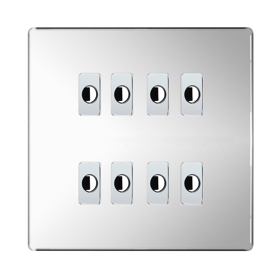 BG Nexus Screwless Polished Chrome 8 Gang Flex Outlet Socket