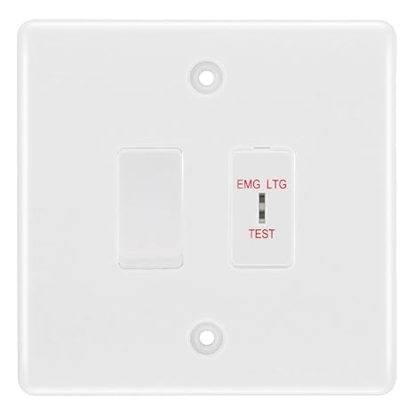 BG Nexus White 2 Gang Emergency Key Switch with 2 Way Single Pole Switch