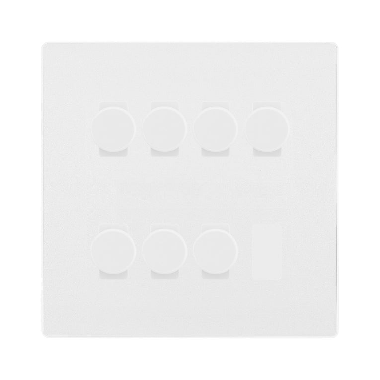 BG Evolve Pearlescent White 7 Gang Trailing Edge LED Dimmer Light Switch 2 Way Custom Switch