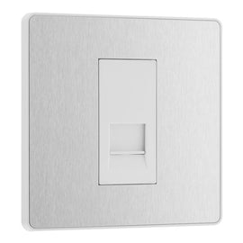BG Evolve Brushed Steel 1 Gang Secondary Telephone Socket PCDBSBTS1W with 35mm Steel Back Box