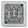 BG Screwless Black Nickel 20A 16AX 2 Way Triple Light Switch FBN43 with 25mm Steel Back Box