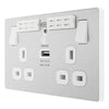 BG Evolve Brushed Steel 13A Double USB Socket with WiFi Extender PCDBS22UWRW with 25mm Steel Back Box