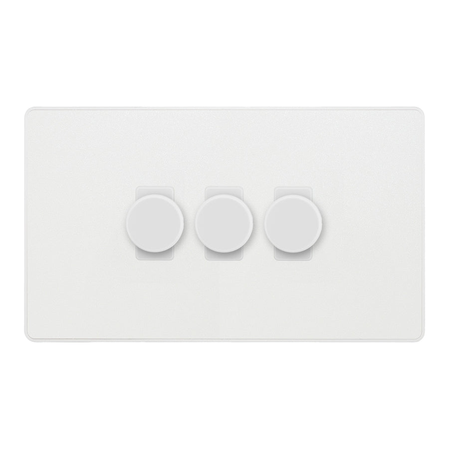 BG Evolve Pearlescent White 3 Gang Custom Grid Dimmer Switch PCDCL83W