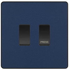 BG Evolve Matt Blue 2G Grid Switch Kit – 20A 2-Way & Retractive Press Module