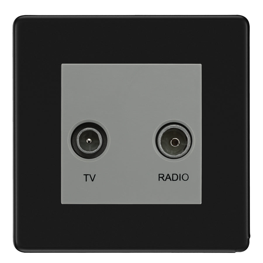 BG Screwless Matt Black TV & FM Socket FFB66G