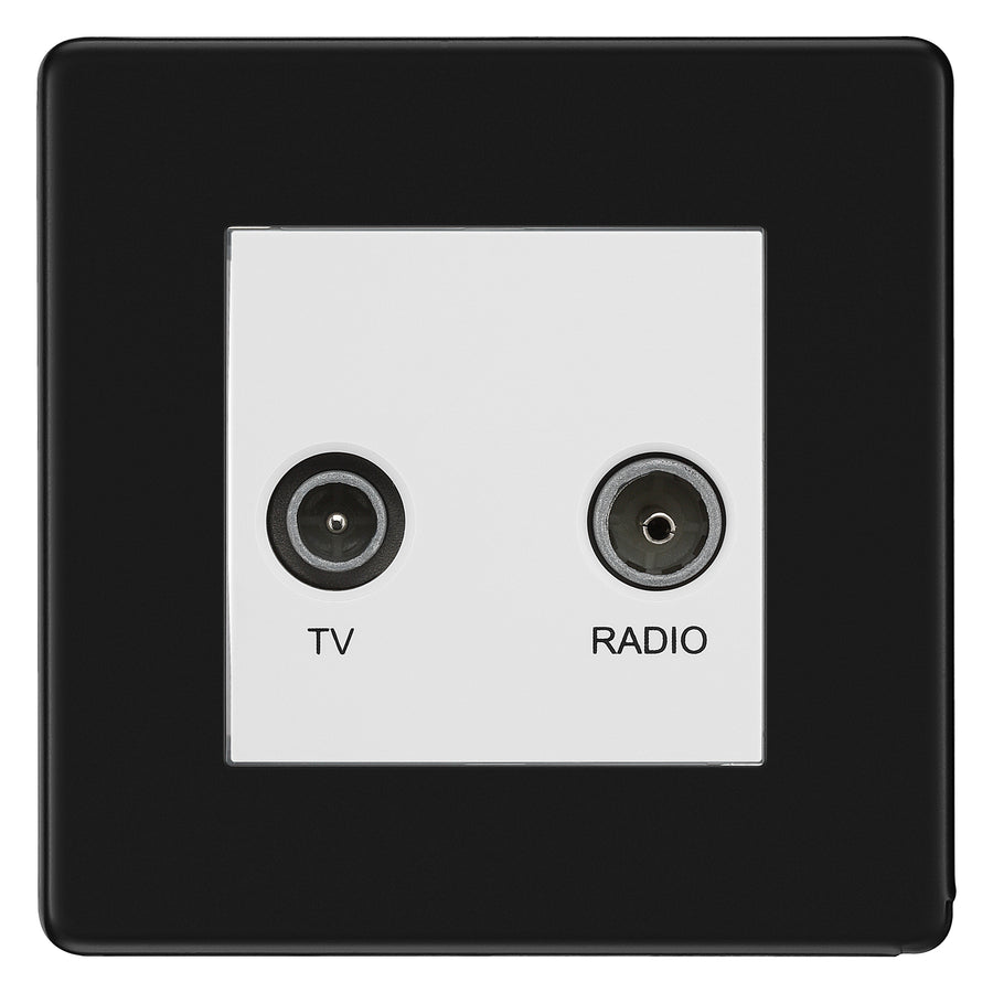 BG Screwless Matt Black TV & FM Socket FFB66W