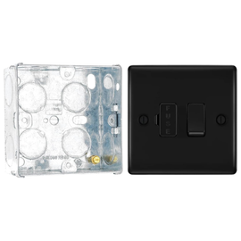 BG Nexus Matt Black 13A Switched Fused Connection Unit NFB50 with 35mm Steel Back Box
