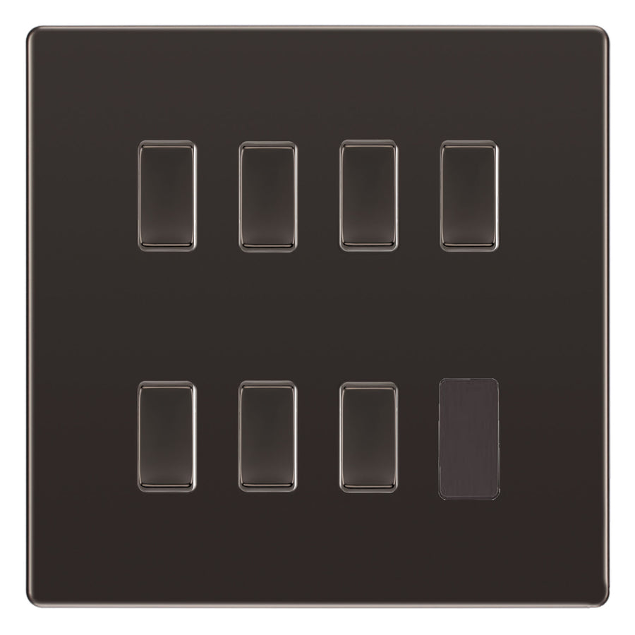 BG Black Nickel Screwless 7 Gang Light Switch 2 Way Custom Grid Switch