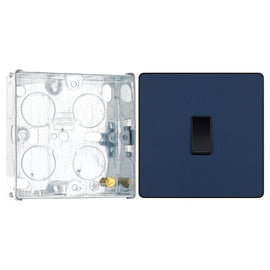 BG Evolve Matt Blue 1 Gang 20A 16AX 2 Way Light Switch PCDDB12B with 25mm Steel Back Box