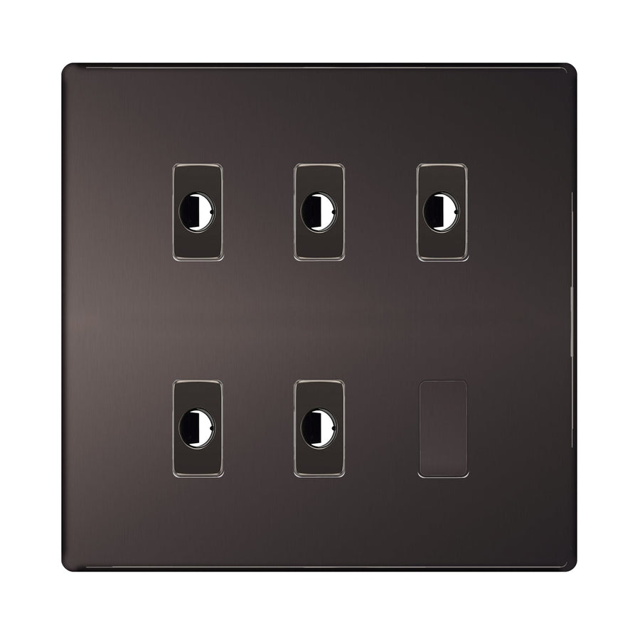 BG Nexus Screwless Black Nickel 5 Gang Flex Outlet Socket