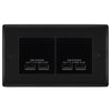 BG Nexus Matt Black 4-Gang Euro Plate with 2X USB-A Dual Chargers – Black Insert