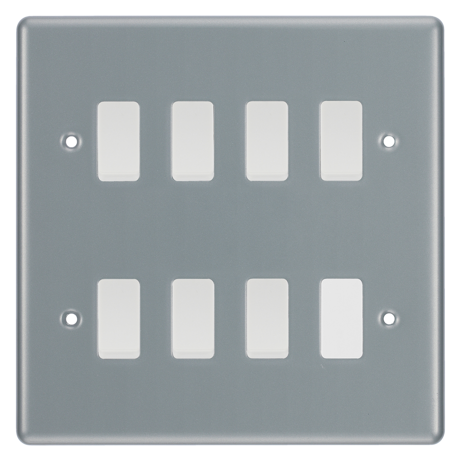 BG Metal Clad 7 Gang 2 Way Custom Grid Light Switch with Back Box Included