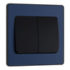 BG Evolve Matt Blue 2G Wide Rocker Light Switch PCDDB42WB with 35mm Steel Back Box