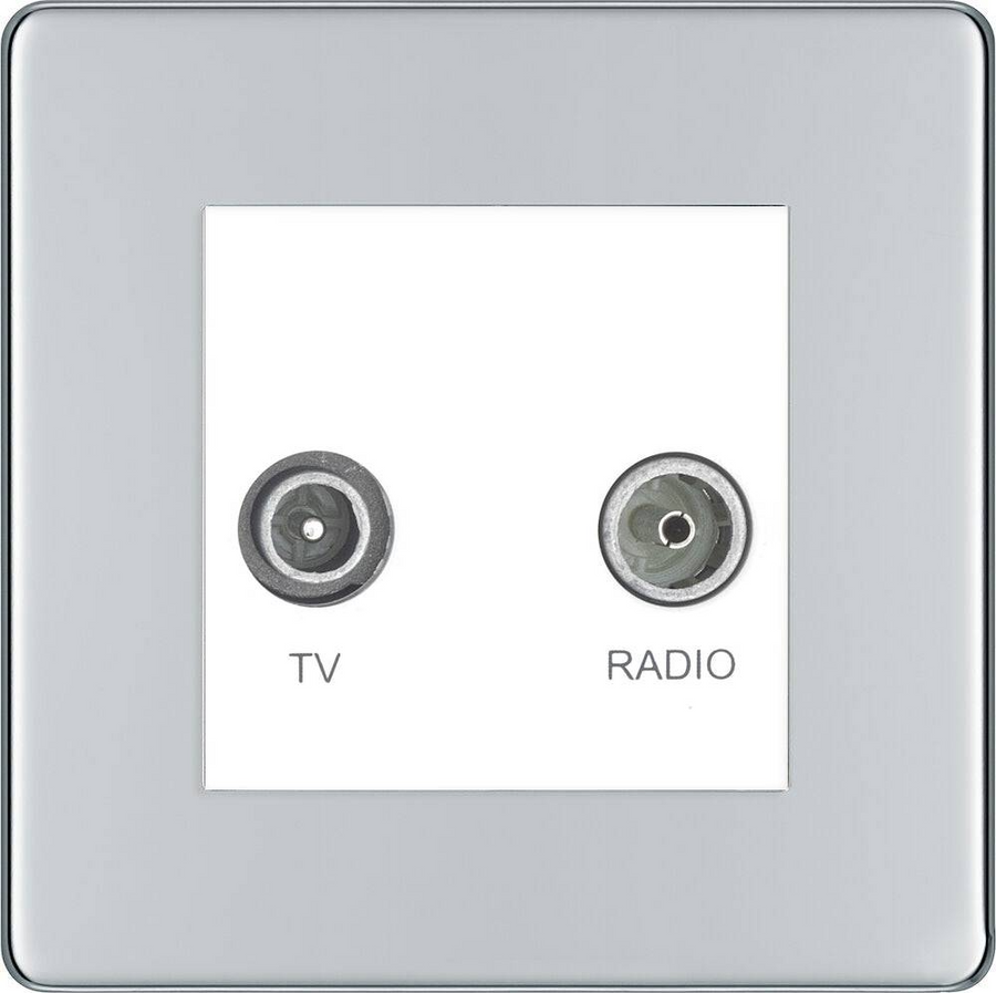 BG Screwless Polished Chrome TV & FM Socket FPC66W
