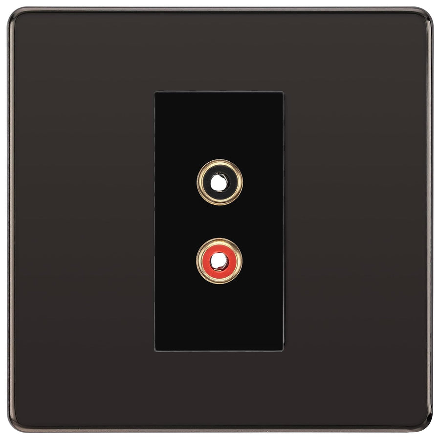 BG Screwless Black Nickel Euro Module RCA X 2 Outlet FBNRCA2B