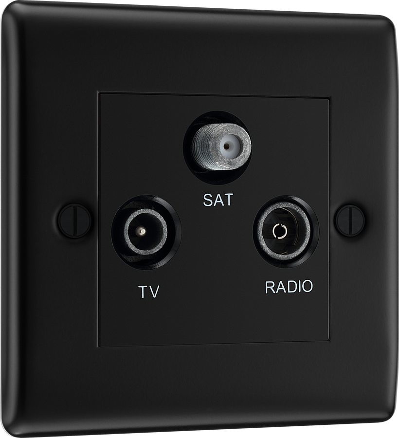 BG NFB67 Nexus Metal Triplex TV/FM/Sat Socket - Black Insert -Matt Black