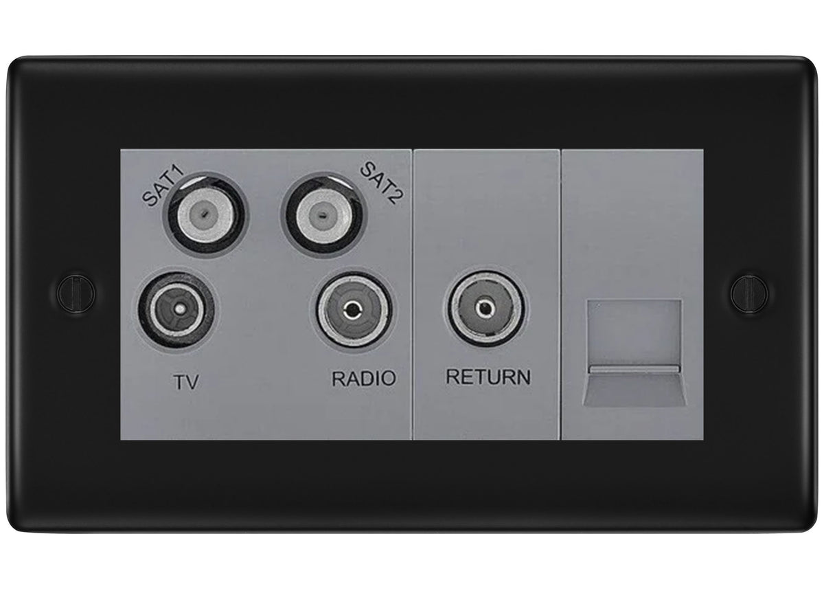 BG Nexus Metal Matt Black Quadplex Combination TV Socket NFB69G – The ...