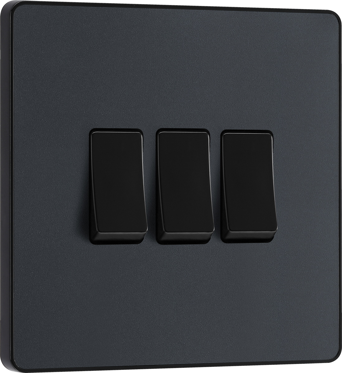 BG PCDMG43B Matt Grey Evolve 3 Gang 20A 16AX 2 Light Switch - Black ...