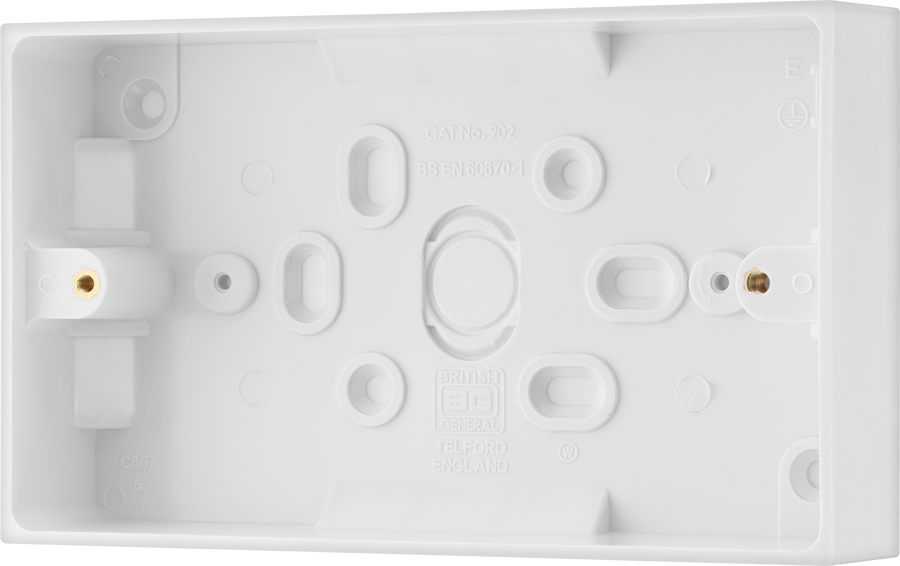 BG 902 Moulded Square Edge | White | 32mm | 2 Gang Surface Pattress