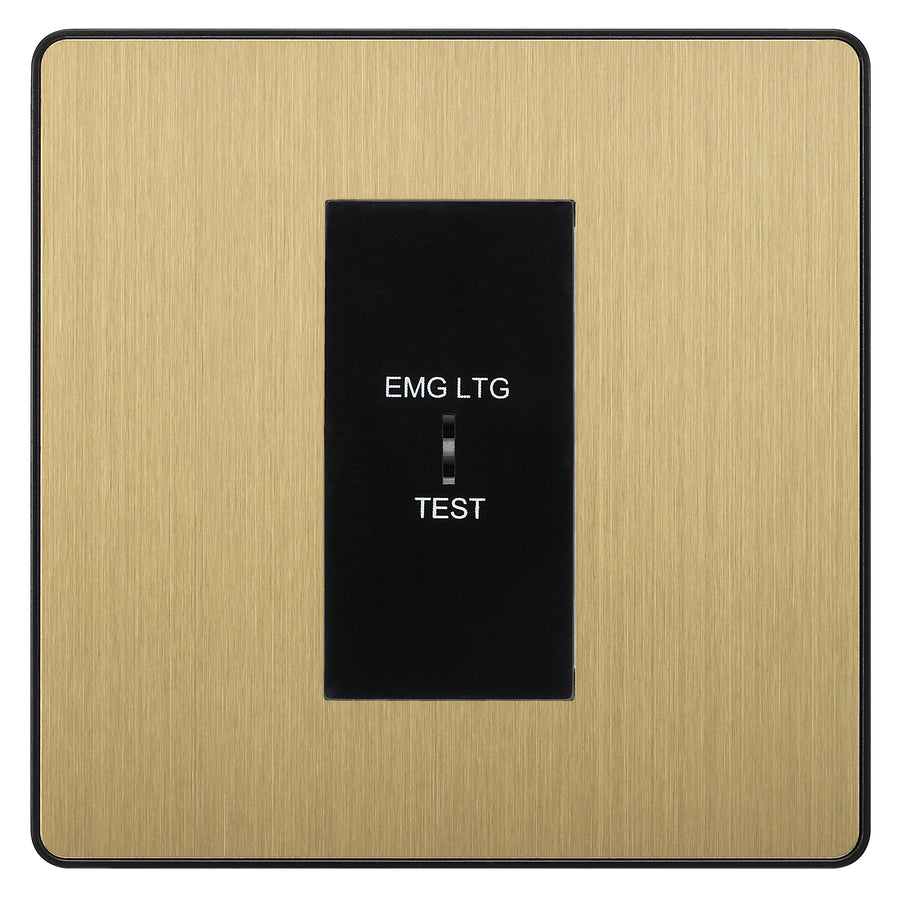 BG Evolve Satin Brass 20AX 2 Way Emergency Lighting Test Key Switch - Key Included - Black Insert