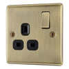 BG Nexus Antique Brass 13A Single Switched Socket NAB21B with 25mm Steel Back Box