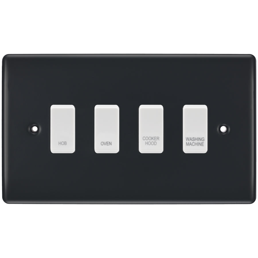 BG Part M 4 Gang Custom Labelled Kitchen Appliance Grid Switch