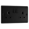 BG Nexus Matt Black 13A Double Switched Socket NFB22B with 25mm Steel Back Box