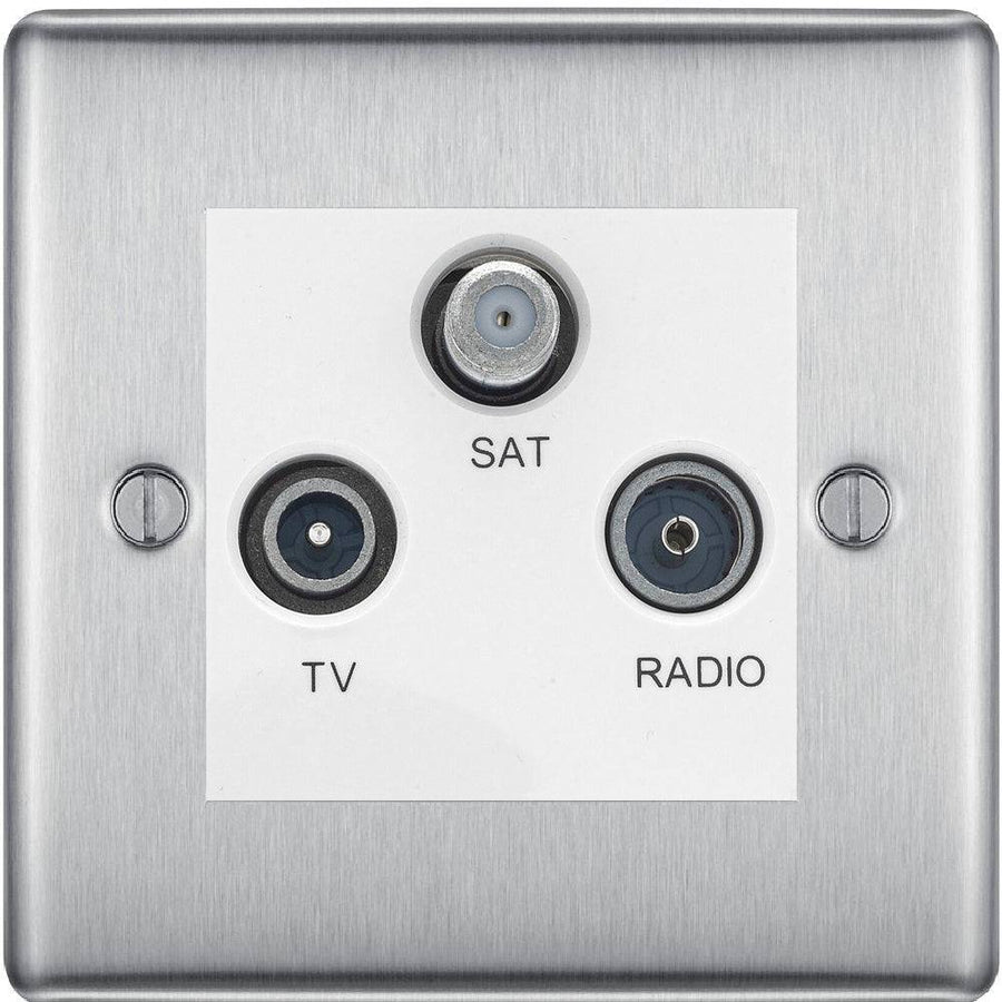 BG Nexus Metal Brushed Steel TV/FM/SAT Socket NBS67W