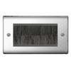 BG Polished Chrome Double 4 Gang Brush Cable Entry Wall Plate Black