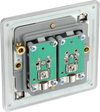 FBS65 Back - This satellite and coaxial socket from British General provides 1 outlet for a TV or FM coaxial aerial connection and 1 outlet for satellite connection.