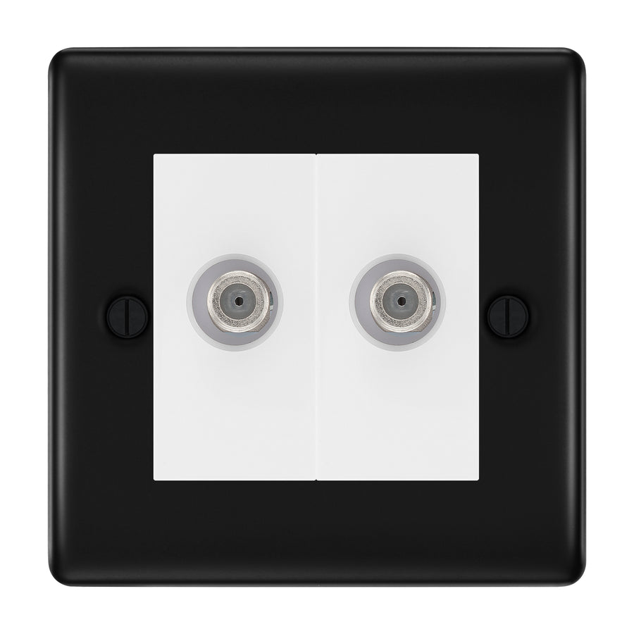 BG Nexus Metal Matt Black Double Satellite Socket NFB642W