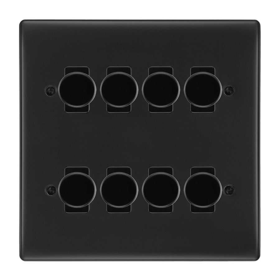 BG Matt Black 8 Gang 2 Way Trailing Edge Dimmer LED Compatible Custom Grid Switch