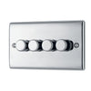 BG Nexus Polished Chrome 200W 2 Way Quad Trailing Edge Dimmer Switch NPC84 with 25mm Steel Back Box