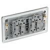 BG Screwless Black Nickel 20A 16AX 2 Way Quadruple Light Switch FBN44 with 35mm Steel Back Box