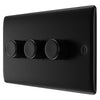 BG Nexus Matt Black 200W 2 Way Triple Trailing Edge Dimmer Switch NFB83 with 25mm Steel Back Box