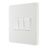 BG Evolve Pearlescent White 20A 16AX 2-Way Triple Light Switch PCDCL43W with 35mm Steel Back Box