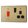 BG Evolve Satin Brass 45A Switch 13A Switched Socket Cooker Control Unit PCDSB70B with 35mm Steel Back Box