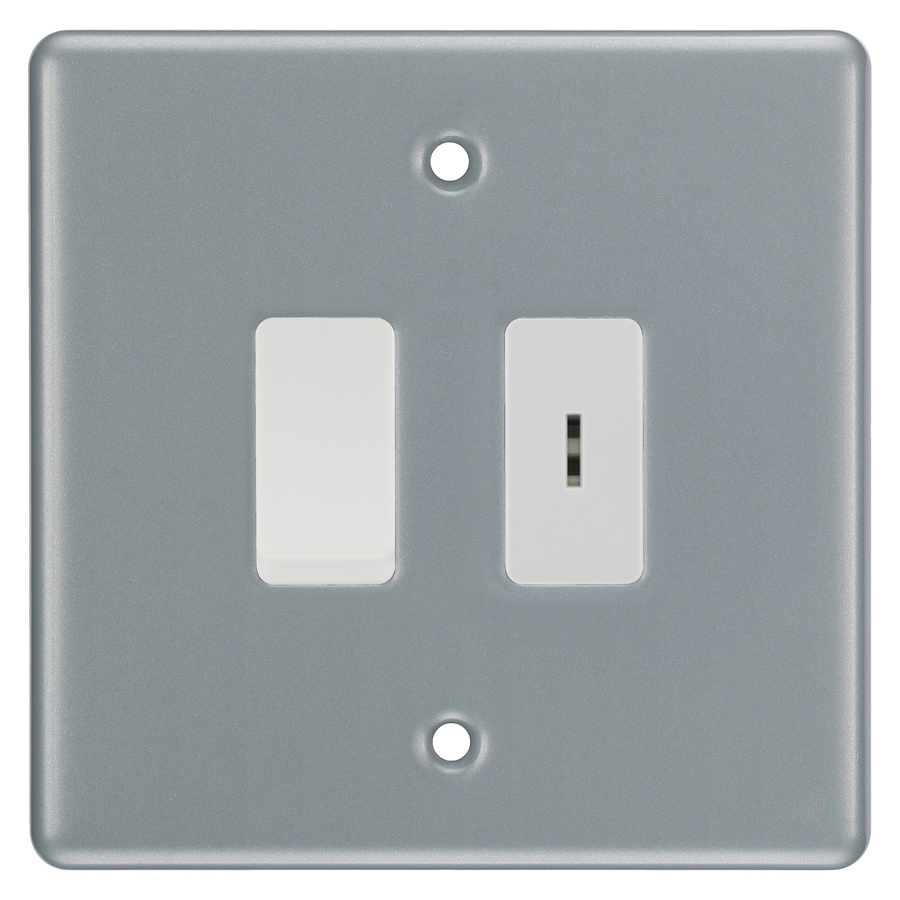 BG Metal Clad 2 Gang 20 Amp Key Switch with 20 Amp Double Pole Switch
