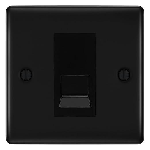 BG Nexus Matt Black Single IDC Secondary Telephone Socket - Black Insert