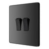 BG Evolve Black Chrome 2 Gang 20A 16AX 2 Way Light Switch PCDBC42B with 25mm Steel Back Box